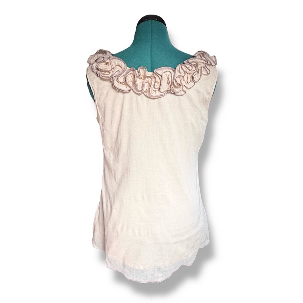 NWOT Anthropologie Cream Ruffled Fitted Blouse - Picture 6 of 10
